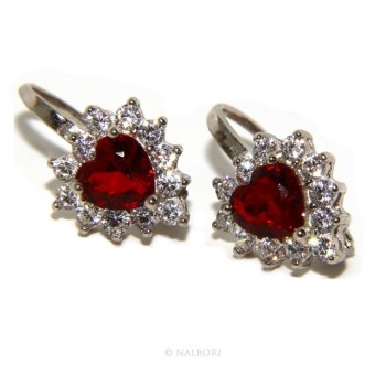 NSA|925: earrings woman point light blue sapphire  zircon white heart nun Safety
