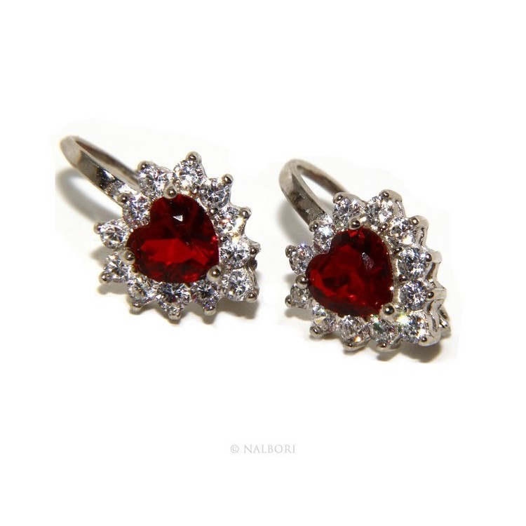 NSA|Argento 925 : orecchini donna punto luce zircone blu sapphire bianco cuore monachella sicurezza