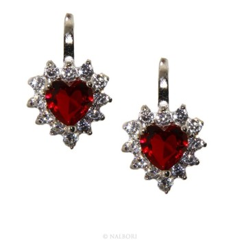 NSA|925: earrings woman point light blue sapphire  zircon white heart nun Safety