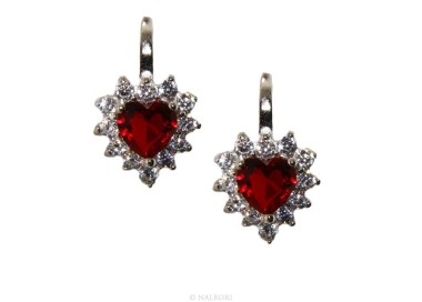 NSA|925: earrings woman point light blue sapphire  zircon white heart nun Safety