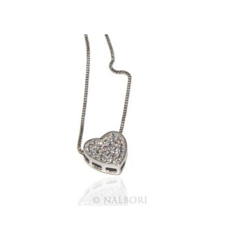 NSA|925: Necklace Collier woman's heart pave cubic zirconia microsetting