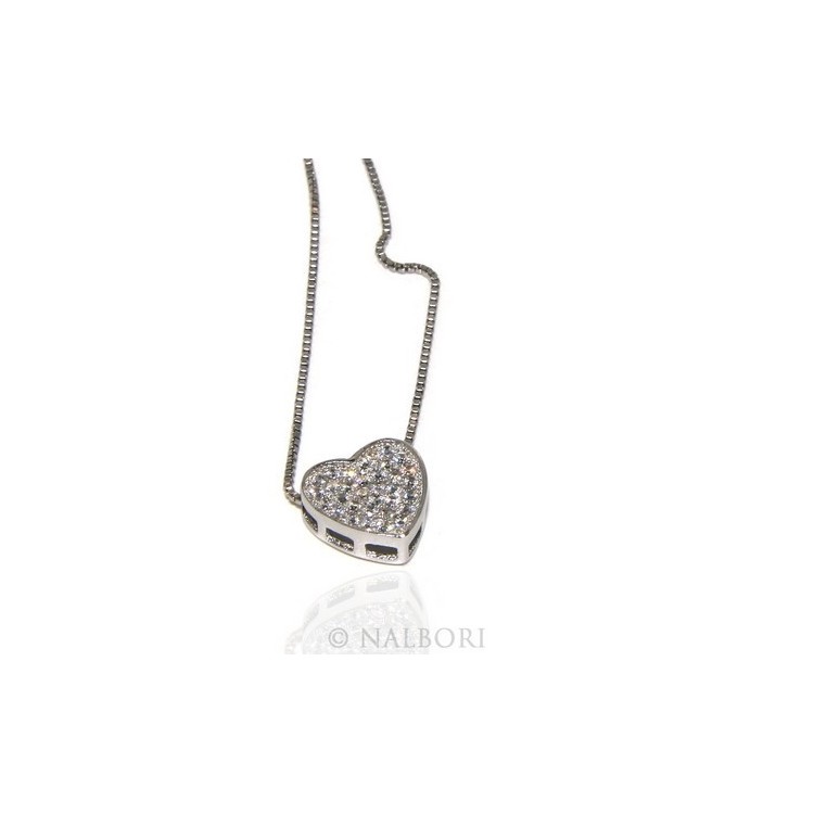 NSA|Argento 925 : Collana Collier donna cuore pavè di zirconi microsetting