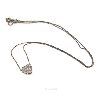 NSA|925: Necklace Collier woman's heart pave cubic zirconia microsetting