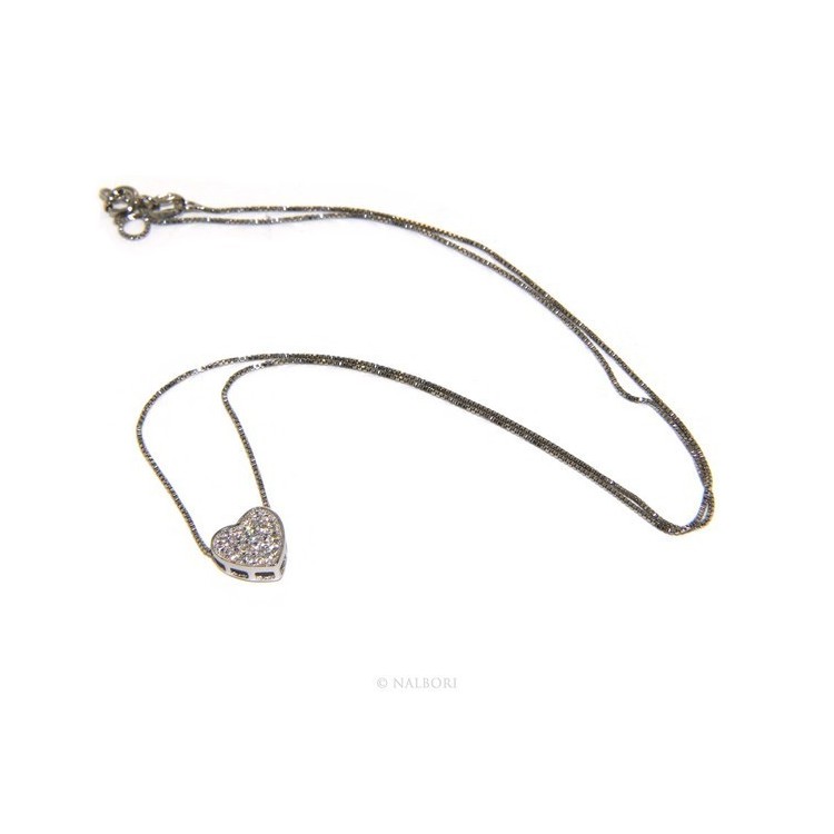NSA|925: Necklace Collier woman's heart pave cubic zirconia microsetting