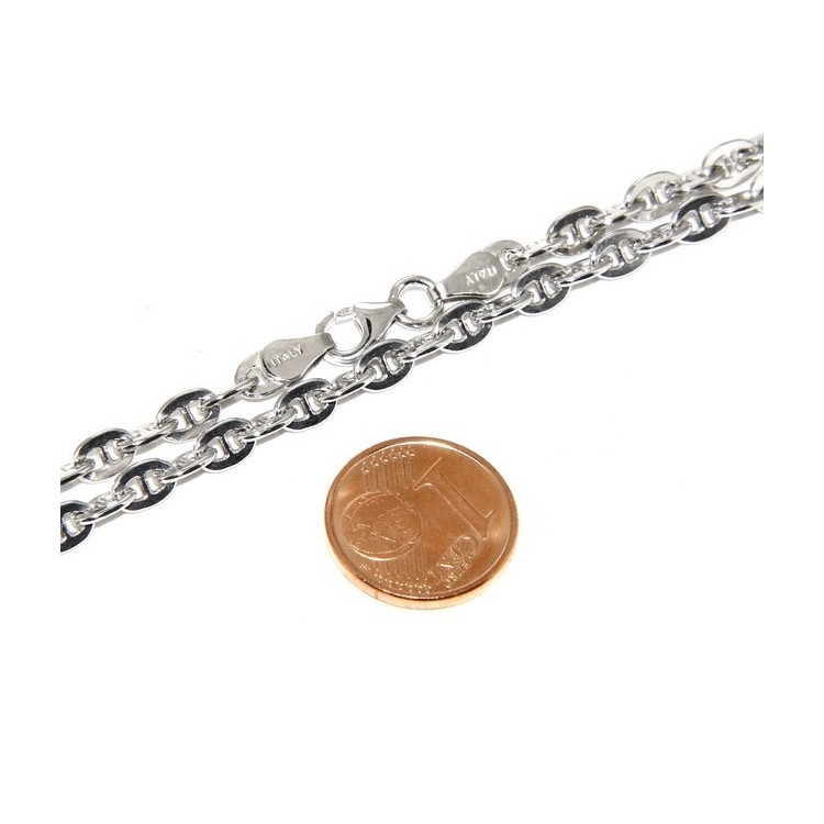 NSA|ARGENTO 925 : Collana stile vintage traversino 6 x 8 massiccio uomo donna lunga 70 o 85 cm