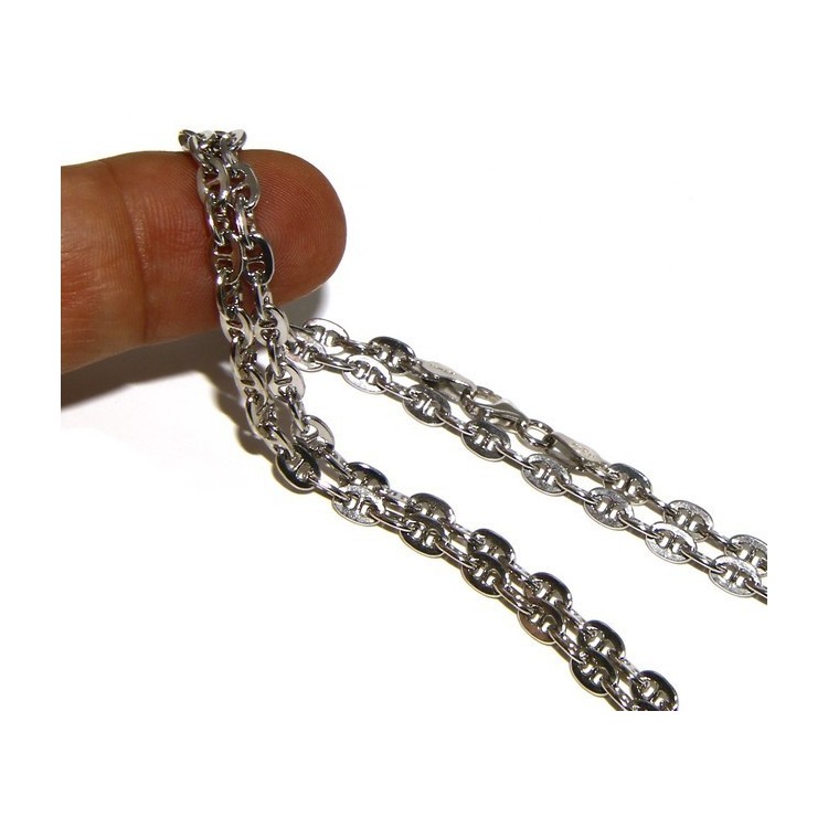 NSA|ARGENTO 925 : Collana stile vintage traversino 6 x 8 massiccio uomo donna lunga 70 o 85 cm