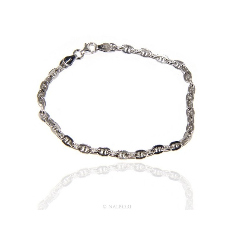 NSA|ARGENTO 925 : Bracciale stile vintage traversino 6 x 8 massiccio uomo donna varie misure