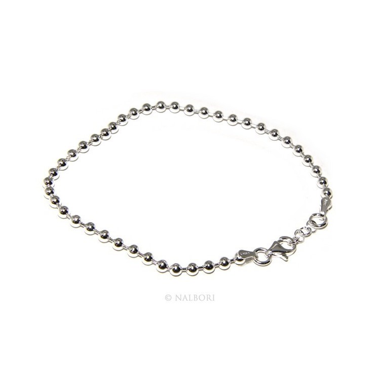 NSA|ARGENTO 925 :Bracciale uomo donna con palline da 3 mm galvanica chiara