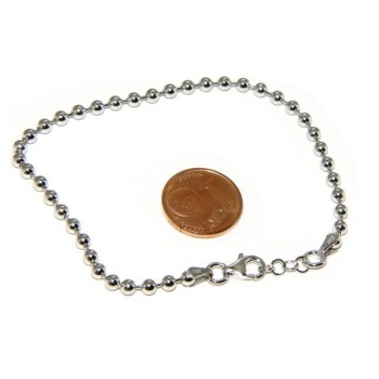NSA|ARGENTO 925 :Bracciale uomo donna con palline da 3 mm galvanica rodio