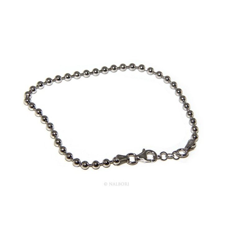 NSA|SILVER 925: Bracelet man woman with balls 3 mm rhodium galvanic
