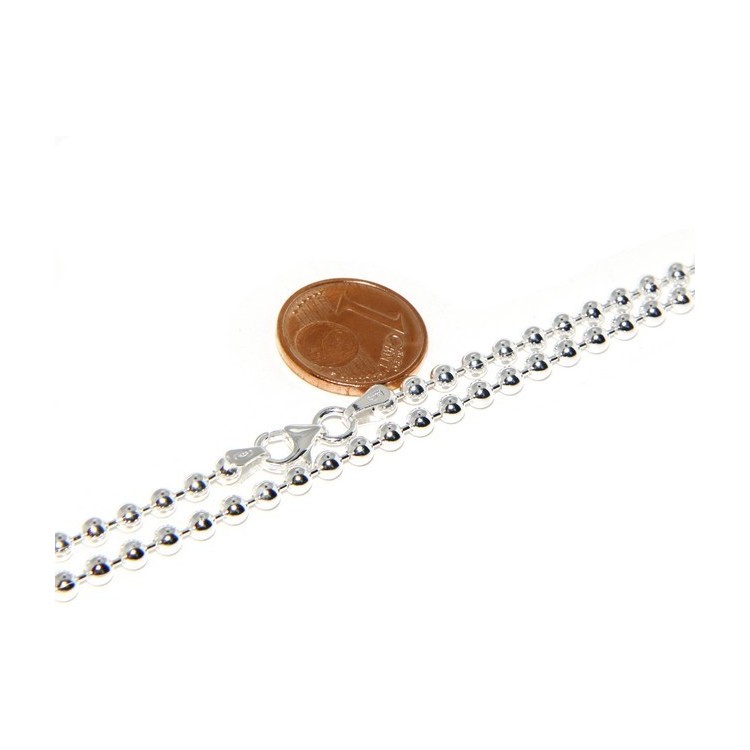 NSA|ARGENTO 925 : Girocollo collana pallini palline balls 3,0 mm varie lunghezze modello chiaro sbiancato