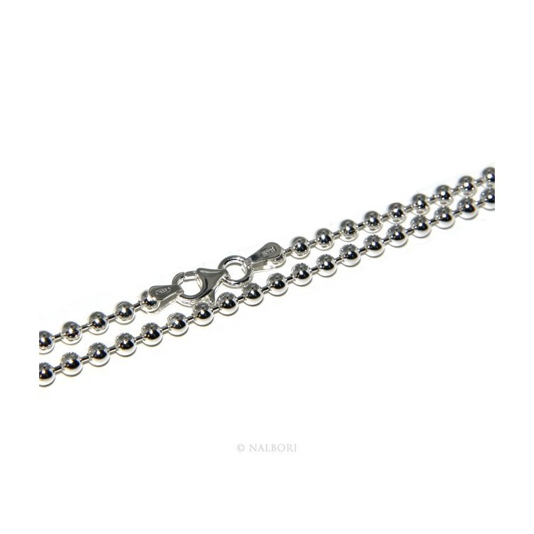 NSA|ARGENTO 925 : Girocollo collana pallini palline balls 3,0 mm varie lunghezze modello chiaro sbiancato