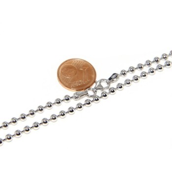 NSA|ARGENTO 925 : Girocollo collana pallini palline balls 3,0 mm varie lunghezze modello rodio rodiato