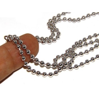 NSA|ARGENTO 925 : Girocollo collana pallini palline balls 3,0 mm varie lunghezze modello rodio rodiato