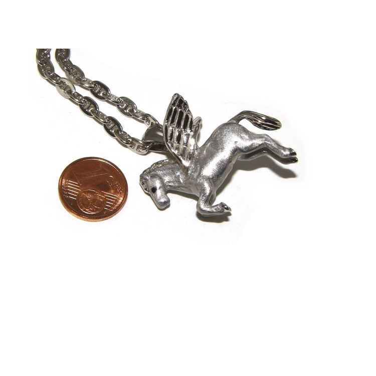 NSA|SILVER 925: long necklace pendant forzatina 6x8 winged horse Pegasus 3D enamelled