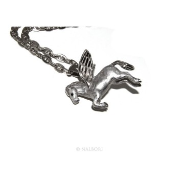 NSA|SILVER 925: long necklace pendant forzatina 6x8 winged horse Pegasus 3D enamelled