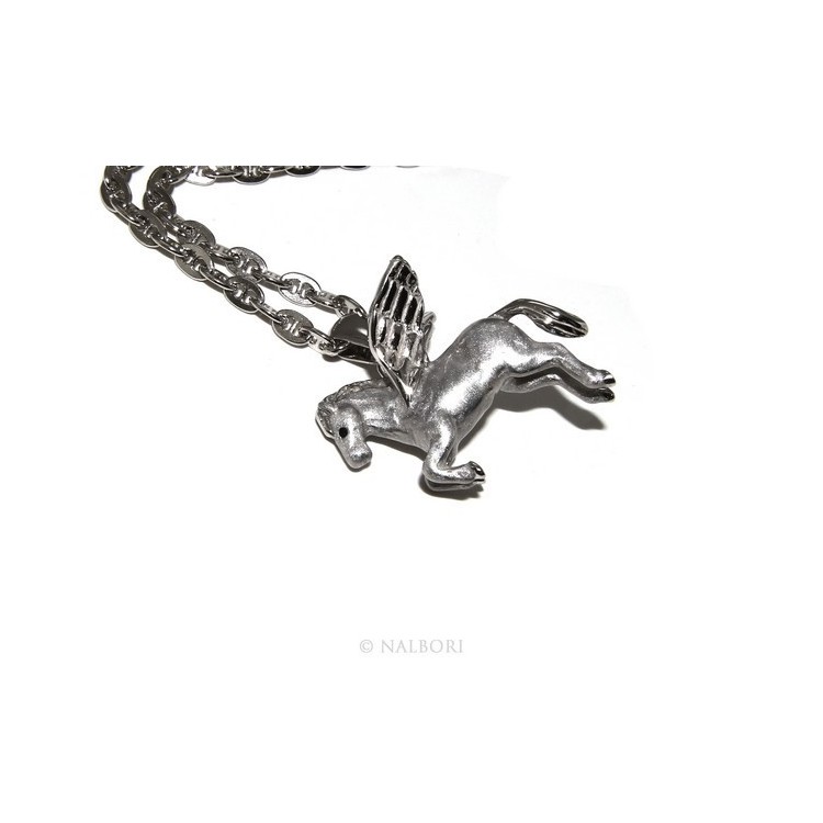 NSA|SILVER 925: long necklace pendant forzatina 6x8 winged horse Pegasus 3D enamelled