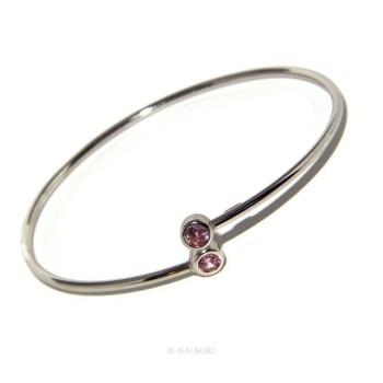 NSA|ARGENTO 925 : Bracciale donna schiava orecchini anello zirconi naturali rosa rosaline brillante