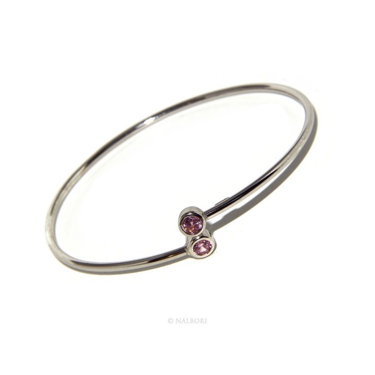 NSA|ARGENTO 925 : Bracciale donna schiava orecchini anello zirconi naturali rosa rosaline brillante