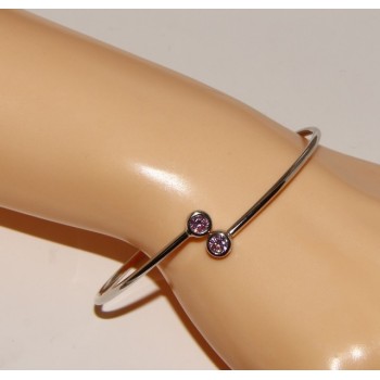 NSA|ARGENTO 925 : Bracciale donna schiava orecchini anello zirconi naturali rosa rosaline brillante