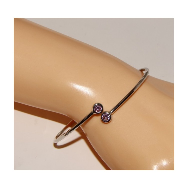 NSA|ARGENTO 925 : Bracciale donna schiava orecchini anello zirconi naturali rosa rosaline brillante
