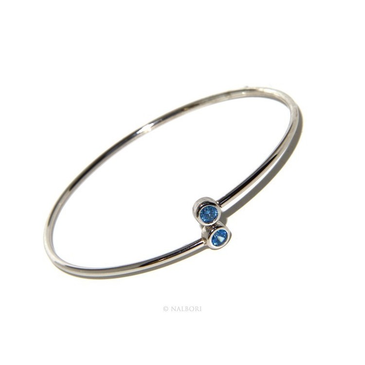 NSA|SILVER 925: Bracelet slave woman earrings natural zircons Ring   Blue light ultramarine - capri brilliant
