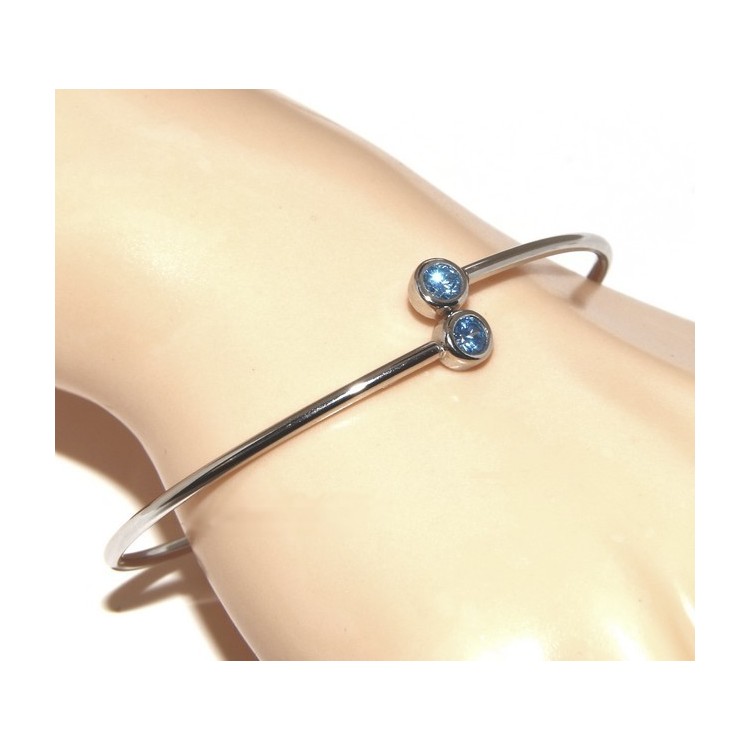 NSA|SILVER 925: Bracelet slave woman earrings natural zircons Ring   Blue light ultramarine - capri brilliant