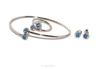 NSA|SILVER 925: Bracelet slave woman earrings natural zircons Ring   Blue light ultramarine - capri brilliant