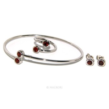 NSA|SILVER 925: Bracelet slave woman earrings natural zircons Ring  garnet red (ruby) brilliant