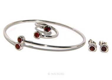 NSA|SILVER 925: Bracelet slave woman earrings natural zircons Ring  garnet red (ruby) brilliant