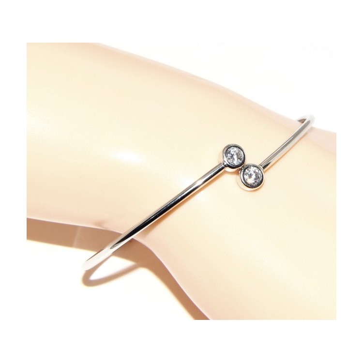 NSA|ARGENTO 925 : Bracciale donna schiava orecchini anello zirconi naturali bianco crystal  brillante