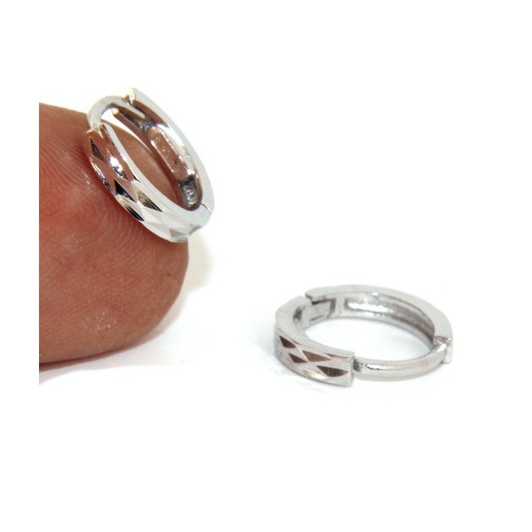 NSA|925: massive earrings snap male or female small diamond 12.5 mm (a pair))