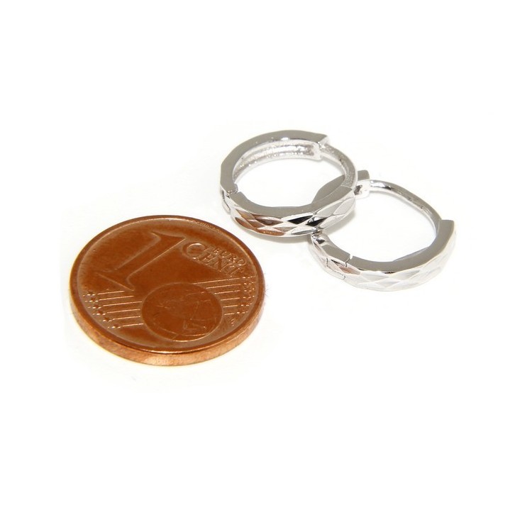 NSA|925: massive earrings snap male or female small diamond 12.5 mm (a pair))