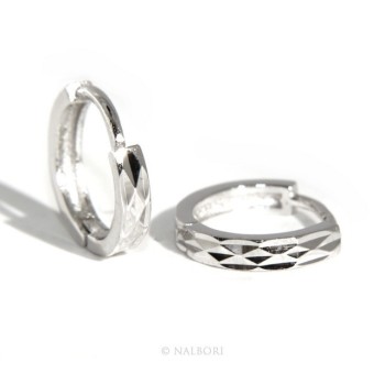 NSA|925: massive earrings snap male or female small diamond 12.5 mm (a pair))