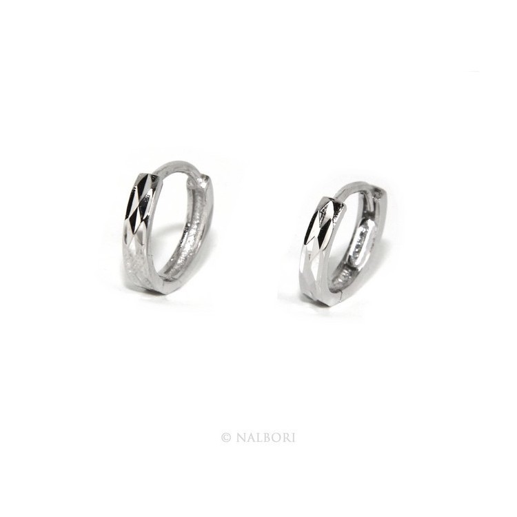 NSA|925: massive earrings snap male or female small diamond 12.5 mm (a pair))