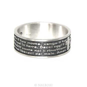 NSA|Anello Argento 925 da uomo donna fascia preghiera padre nostro italiano