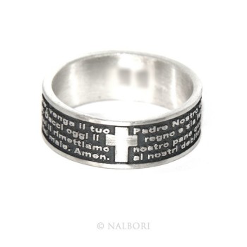 NSA|Anello Argento 925 da uomo donna fascia preghiera padre nostro italiano