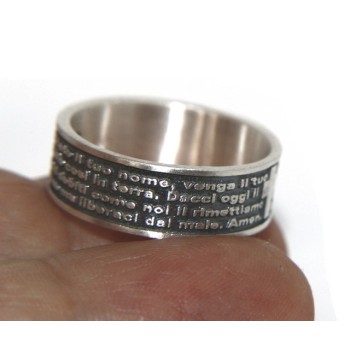 NSA|Anello Argento 925 da uomo donna fascia preghiera padre nostro italiano