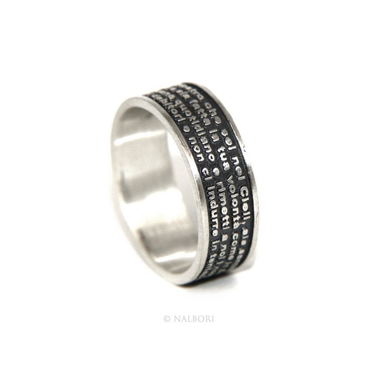 NSA|Anello Argento 925 da uomo donna fascia preghiera padre nostro italiano