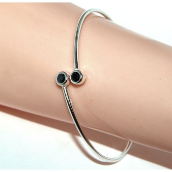 NSA|ARGENTO 925 : Bracciale donna schiava orecchini anello zirconi naturali nero neri brillante