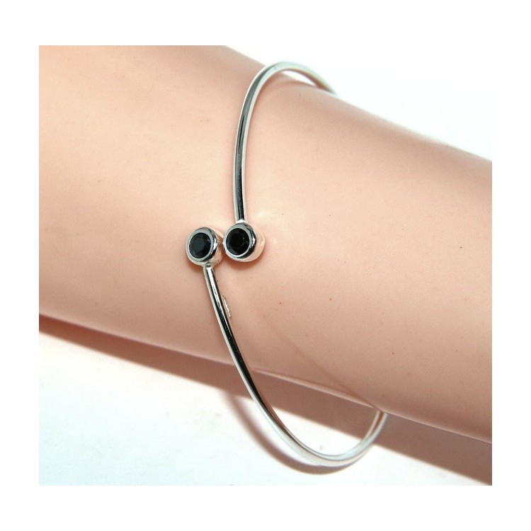 NSA|SILVER 925: Bracelet slave woman earrings natural zircons ring shining black blacks