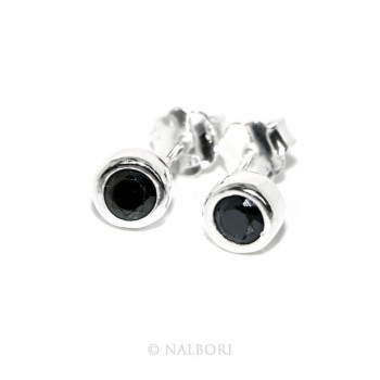 NSA|ARGENTO 925 : Bracciale donna schiava orecchini anello zirconi naturali nero neri brillante