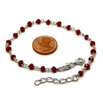 NSA|Bracciale uomo donna Argento 925 Con cristallo rosso 3/ 3,5 mm lavorazione rosario marsigliese fatto a mano