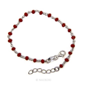 NSA|Bracciale uomo donna Argento 925 Con cristallo rosso 3/ 3,5 mm lavorazione rosario marsigliese fatto a mano