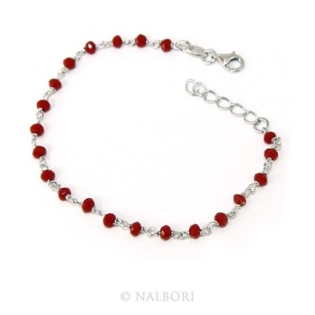 NSA|Man woman bracelet 925 Silver With RED 3 / 3.5 mm crystal processing Marseille rosary handmade
