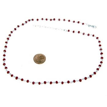 NSA|Necklace man woman 925 With red crystal 3.5 mm machining Marseille rosary handmade 45 + 5