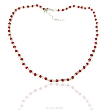 NSA|Collana uomo donna Argento 925 Con cristallo rosso 3,5 mm lavorazione rosario marsigliese fatta a mano 45+5