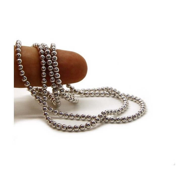 NSA|ARGENTO 925 : Girocollo collana pallini palline balls 3,0 mm infilate rodio rodiato