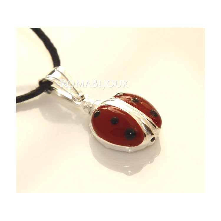 NSA|Ciondolo Coccinella Smaltato in Argento 925 con laccio - Made in Italy