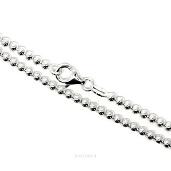 NSA|ARGENTO 925 : Girocollo collana pallini palline balls 3,0 mm infilate chiaro sbiancato